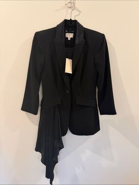 Cinq a Sept Black Women's Asymmetric Satin-Trim Blazer